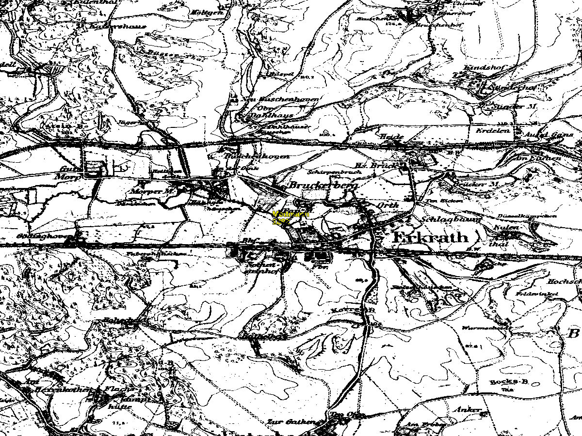 Historische Karte: Erkrath, aufgenommen 1891–1912 (Preußische Neuaufnahme). Quelle: Geobasis NRW, Datenlizenz Deutschland Zero 2.0.